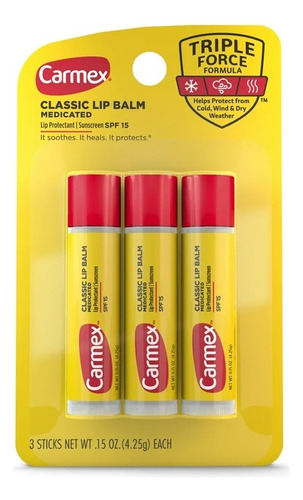 Balsamo Labial - Carmex - Classic Lip Balm Triple Force