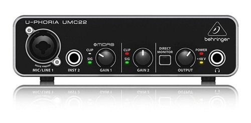Placa De Sonido Audio Interface Behringer Umc22 Usb 2x2 