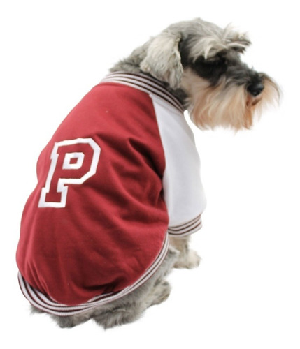 Chamarra Universitaria Perro Guinda Blanco Talla 7 Pet Pals