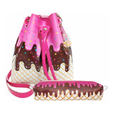 Kit Infantil Bolsa E Estojo Estampa Sorvete Pink - Magicc