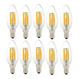 10 Ampolletas Led Vela Filamento 6w E14 Luz Calida