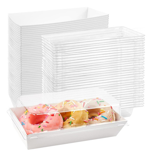 50pcs Mini Cajas Con Ventana Para Cupcake Postre