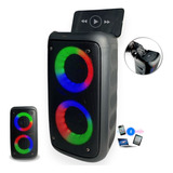 Caixa De Som Portátil Bluetooth Caixinha Potente Com Led Top Cor Preto