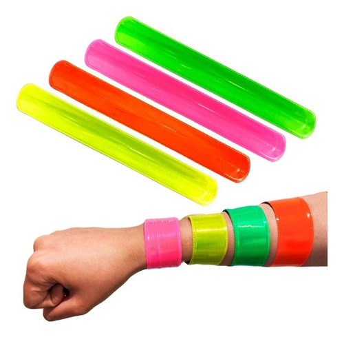 25 Pulseras Mágicas Fluor 4 Colores Cotillón Luz Uv Fiesta