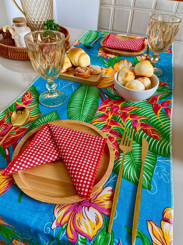 Caminho De Mesa + 02 Guardanapos Festa Junina 140cm X 40cm