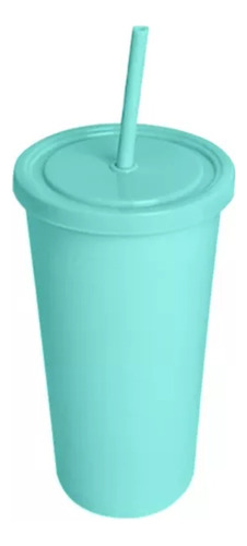 Vaso Plastico Tipo Starbuck 500ml Tapa Y Sorbete X 5 Unidad