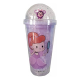 Vaso Disney Baby Princesa + Luz Led Y Popote Hidrogel 3d Color Morado