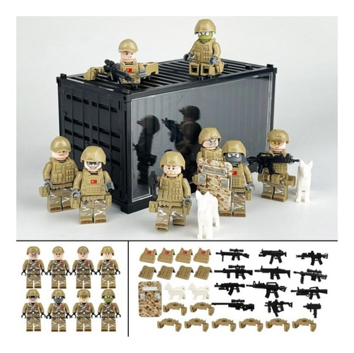 8pc Militar Soldado Muñeco Figura,partículas Montaje Juguete