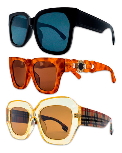Kit Com 3 Óculos De Sol Estiloso Feminino Sofisticado Doha