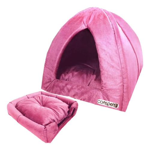 Cama Pet 2x1 Casinha Cabana Toca Iglu Almofada Cães Gato 