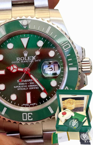 Relogio Rolex Submariner Verde Hulk Safira Base Eta Na Caixa