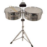 Timbales De 14  Y 15  Pulgadas New Beat Cencerro Lt-256c )