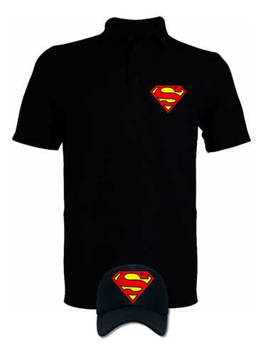 Camiseta Superman Tipo Polo Obsequio Gorra