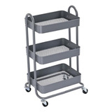 Carrito De Cocina Multiusos De 3 Niveles Kingrack Color Gris