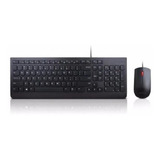 Combo Teclado Mouse Lenovo Essential Wired Español Negro