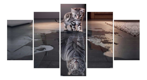 Cuadro Para Habitación Sala Gato Reflejó Tigre 125cm X 70cm