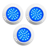 Kit 03 Iluminação Piscina Led 5w Abs Azul Brustec