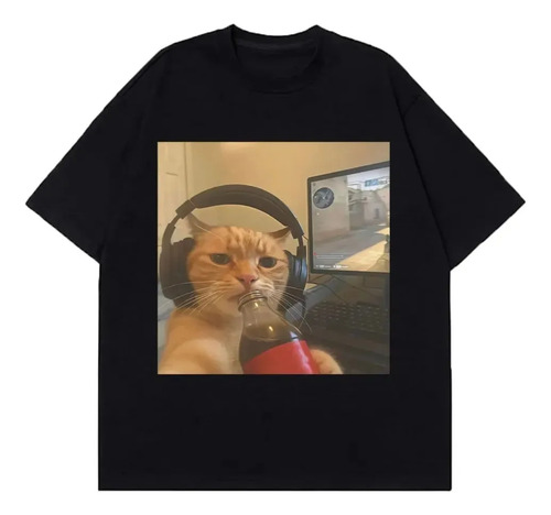 Camiseta Estampada De Manga Corta Para Fanáticos De Gatos