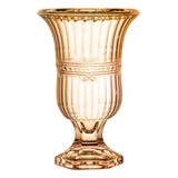 Vaso Decoração Cristal C Pé Mesa Aparador Flores Casa Âmbar