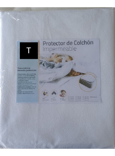 Protector Funda Cubre Colchon Impermeable 90x190 Toalla 100 % Algodon Y Pvc 90 X 190 Reforzado Premium