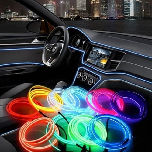 Hilo Neon Tira Costuras Led 3 Mts 12v Encendedor!!!!