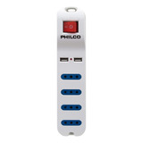 Alargador Extensión Philco 4 Pos Y 2 Usb Blanco / Tecnofacto