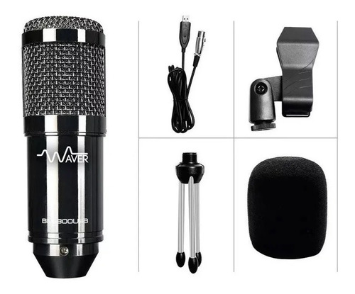 Kit Microfone Bm800 Usb Plug And Play Waver Podcast + Tripé