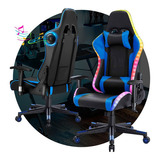 Silla Sillon Gamer Azul Rgb Parlantes Bluetooth Color Azul/negro Material Del Tapizado Cuero Sintético