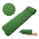 Colchoneta Inflable Almohada Camping Ultra Liviana Colchon Color Verde