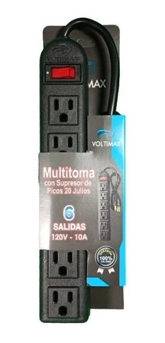 Regleta Supresor Picos 6 Salidas 2 Metros 10a 125v Voltimax