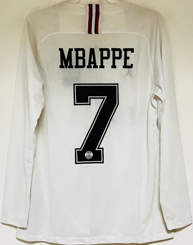 Jersey París Manga Larg 2019 Psg Visita Blanco Kylian Mbappe