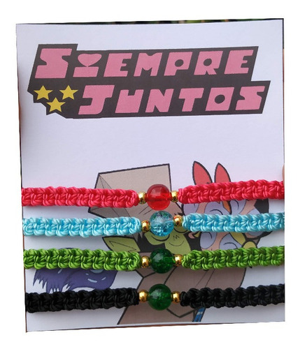 Set 4 Pulseras Para Amigos Chicas Superpoderosas Y Mojojojo