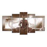 Yeawin Buda - Arte De Pared Impreso Sobre Lienzo, 5 Paneles,