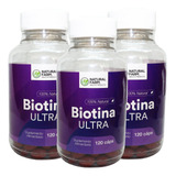 3 X Biotina Ultra Natural Farm 180 Capsulas Tratamiento Uñas Cabello Y Piel