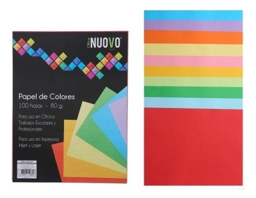 Resma Carta 100 Hojas Papel De Colores 80gr Nuovo