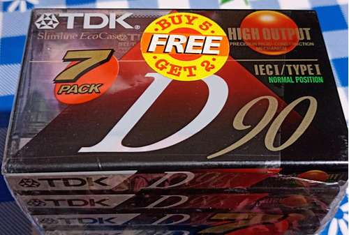 Cassette Tdk D90, Cinta Type I, 7 Pack, 90 Minutos, Nuevos