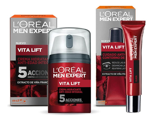 Pack Men Expert Vita Lift Cuidado Rostro Y Ojos Antio-edad