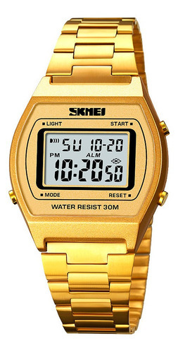 Reloj De Lujo Digital Skmei 1328 Acero Alarma Cronometro Color De La Correa Dorado