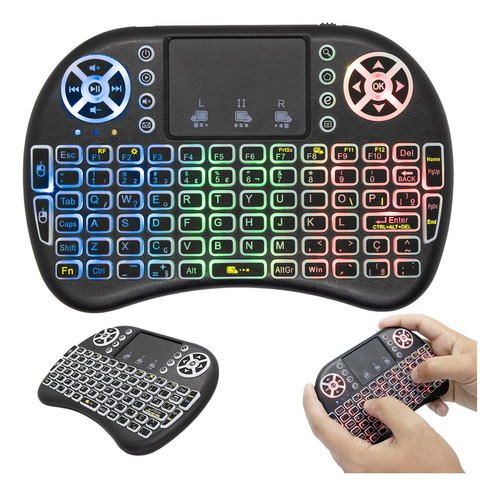 Mini Teclado Controle Sem Fio P/ Tv Smart Tv Box Pc Cor Do Teclado Preto