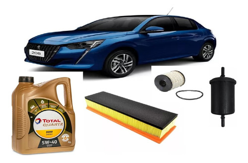 Kit 3 Filtros  Peugeot 208 1.5 +4l Total 9000 5w40  