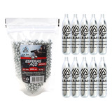 Kit Com 1000 Esferas De Aço 4.5mm + 10 Cilindros Co2 12g