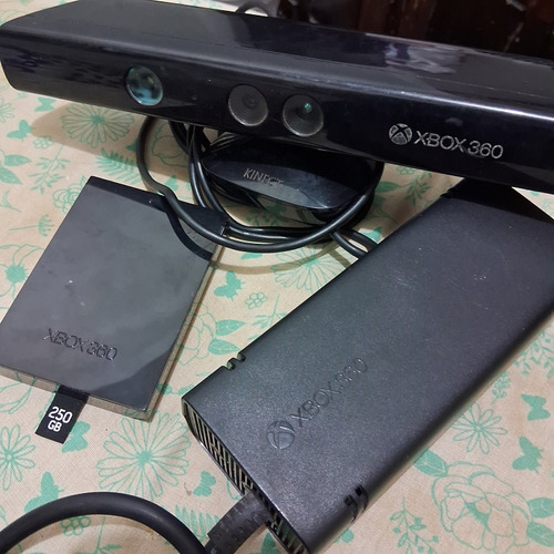 Kit Xbox360 Super Slim 3 Peças Fonte, Kinect E Hd250 Leia O 