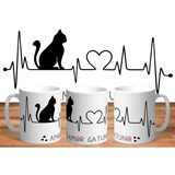 Taza Amor Gatuno, Gatos Love De Cerámica.