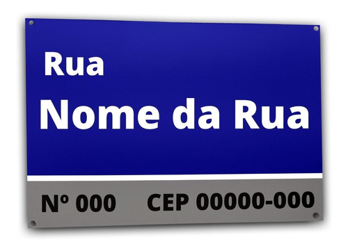 Placa Residencial Endereço Rua Número E Cep Azul Modelo Sp