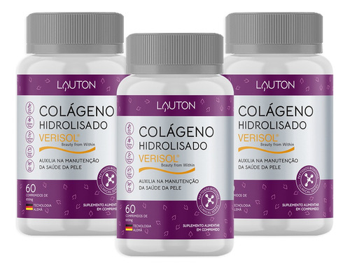 Colágeno Hidrolisado Verisol 60 Comprimidos Lauton - 3 Unds.