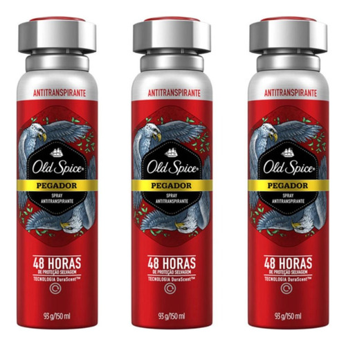 Desodorante Antitranspirante Old Spice Pegador - 3 Unidades