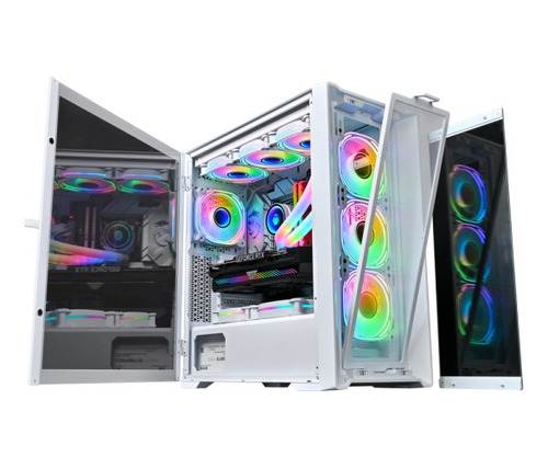 Gabinete Gamer Kronos White E-atx Micro Atx Color Blanco 