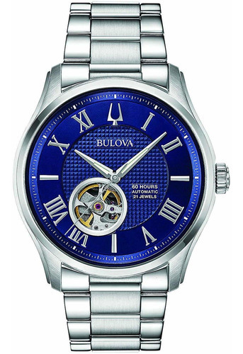 Reloj Bulova Para Hombre Modelo: 96a218 Color Del Fondo Azul Color De La Correa Acero Color Del Bisel Acero