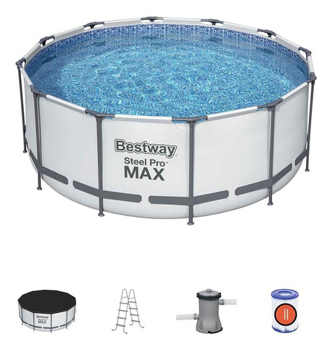 Piscina Estrutural 10.250l Com Capa, Escada, Filtro 220v Cor Branco