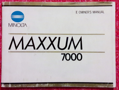 Minolta Maxxum 7000, Manual De La Cámara, Impreso En Inglés 